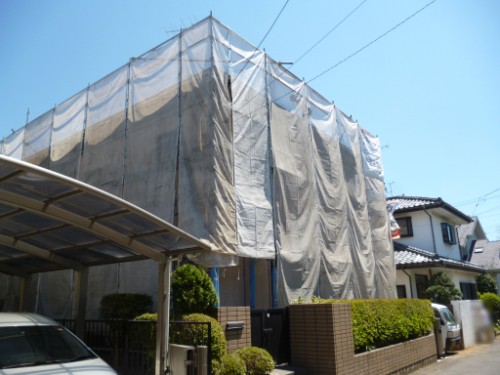 瀬谷区下瀬谷：足場シートとのぼり2