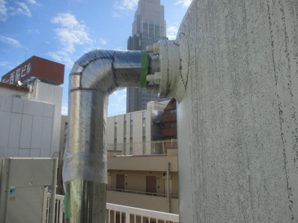 ビル屋上の高架水槽の塗装